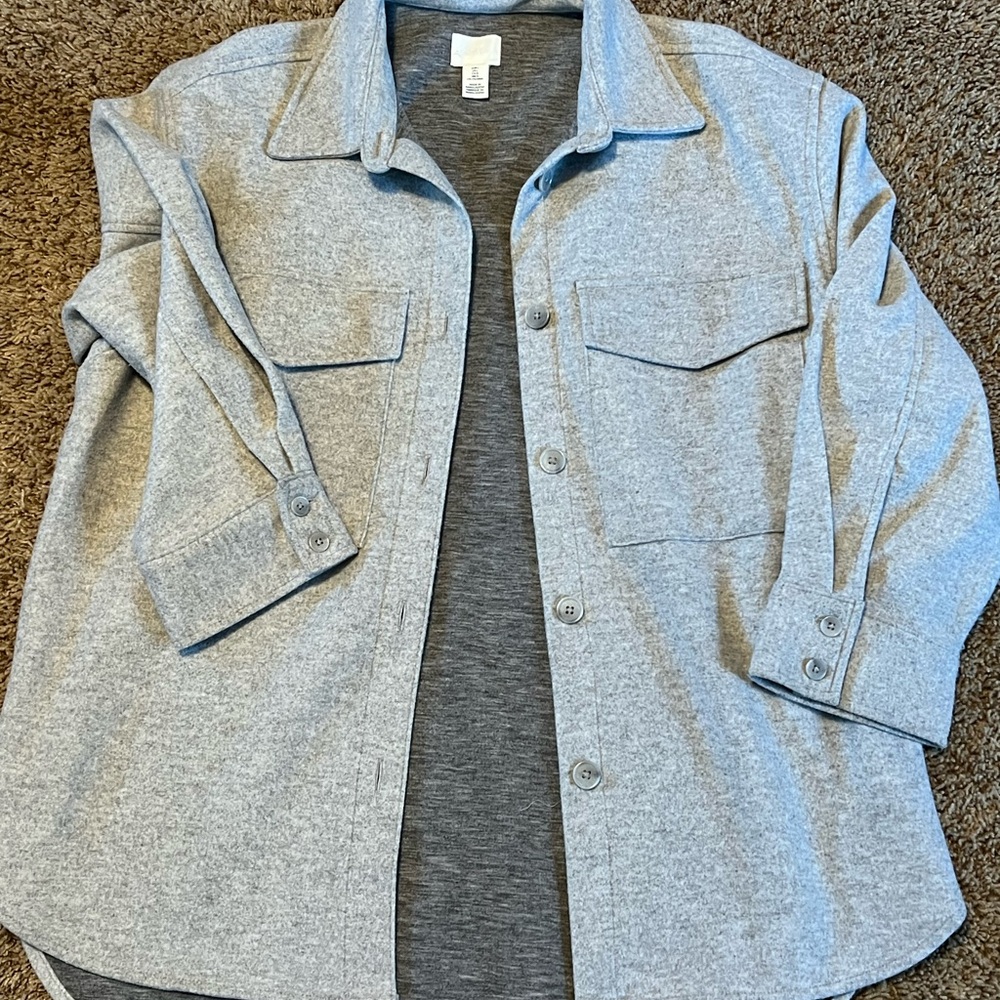 H&M Heather Gray Oversized Lightweight Casual Shaket